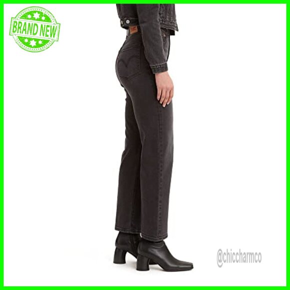 High Rise Straight Ankle Jeans, 99% Cotton Stretch, Button Fly - Picture 3 of 5